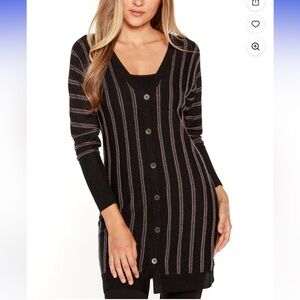 Belldini 2X long cardigan black silver knit sweater size 2X women’s button up